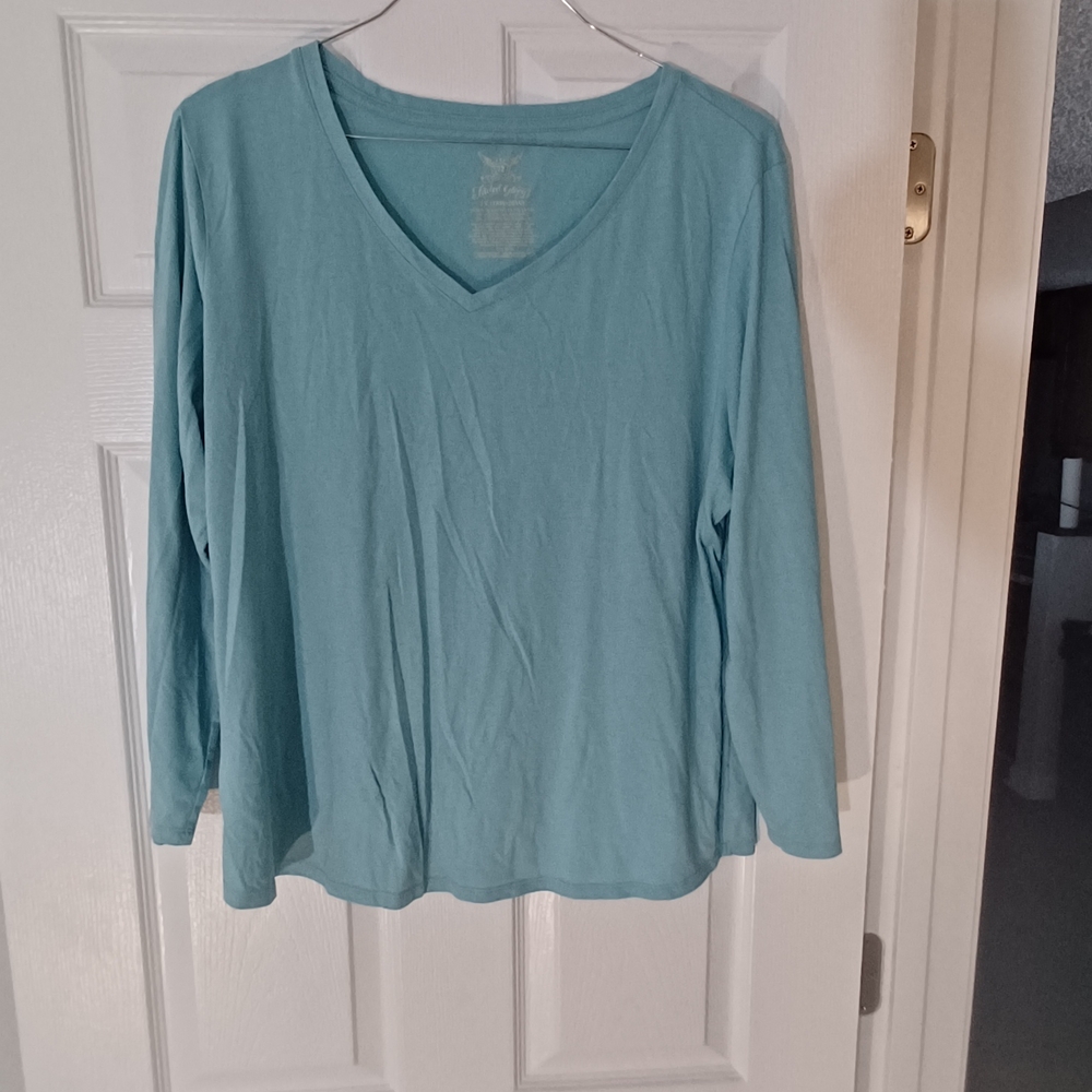Aqua Blue V-Neck Women's Top